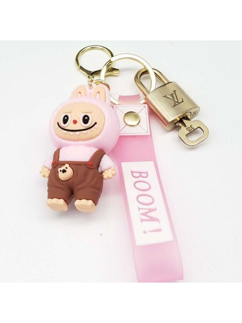 Louis Vuitton Gold Padlock Key 🔒 Authentic LV Charm + Unbranded Labubu Keychain - Picture 6 of 8